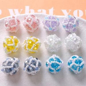 Colorful beaded round balls for DIY handmade earrings with mesh woven seed beads