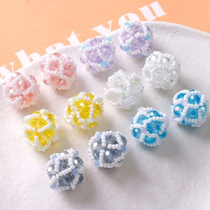 Handmade woven pearl beads spheres for DIY jewelry making in assorted vibrant colors