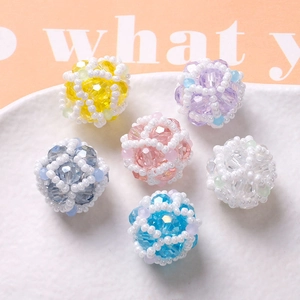 Colorful handcrafted woven pearl beads with faceted crystals for DIY jewelry earrings