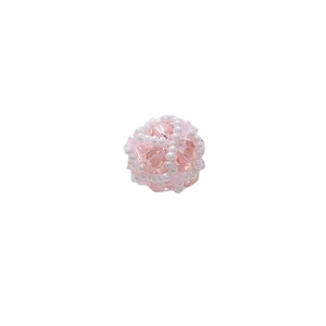 Pink faceted crystal and white pearl handmade woven round ball bead DIY jewelry accessory