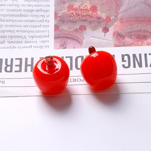Macro di ciondoli a mela rossa in resina 3D con anellini per creazione gioielli DIY