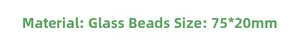 Specifications for glass seed bead accessories, measuring 75x20mm for DIY jewelry