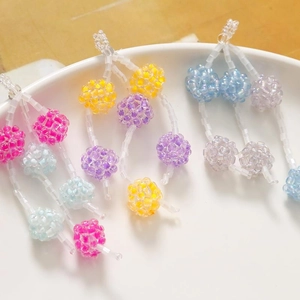 Handmade colorful beaded ball tassels for DIY jewelry and hair accessory crafts