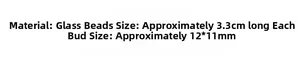 Detailed size specifications for glass bead floral earrings with 3.3cm total length