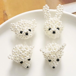 Dijes de perlas artesanales de oso y conejo para accesorios del cabello y joyería diy