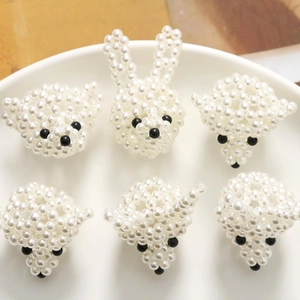 Set de abalorios de oso y conejo de perlas para horquillas de pelo y joyería creativa