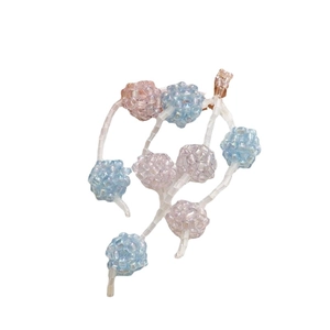 Colorful beaded fringe accessory with pastel pink and blue sphere clusters for DIY crafts