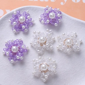 Exquisite beaded snowflake charms with pearls and crystals for DIY jewelry making sets