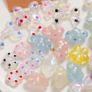 Colgantes de resina perlada con lunares para joyería DIY y accesorios para el pelo