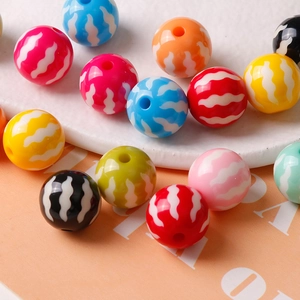 Colorful 16mm pumpkin acrylic beads with white wave patterns for DIY jewelry making