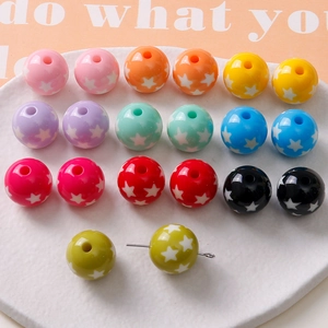 Sweet Resin Beads With Star Pattern Round Heart Pumpkin Shaped DIY Jewelry Accessories For Bracelet Making Decorative Beads