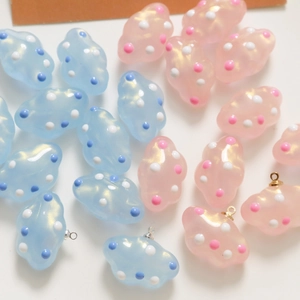 Abalorios de nube 3D en resina con puntos brillantes y aros para bisutería DIY
