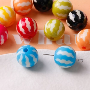 Colorful 16mm pumpkin striped resin beads for DIY bracelets and earring accessories