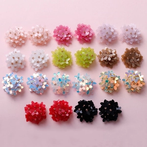 Iridescent 3D Layered Flower Charms For DIY Earrings Hair Accessories Handmade Resin Floral Jewelry Making Supplies Women