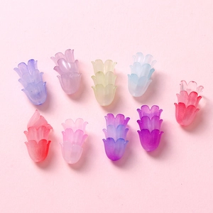 Perles tulipes en acrylique givré pour création de bijoux DIY en couleurs pastel variées