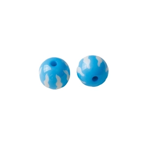 Blue 16mm round pumpkin resin beads with white wave patterns for DIY jewelry making