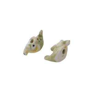 Handcrafted light green ceramic crocodile beads for DIY jewelry and bracelet making