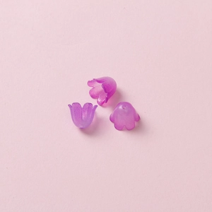 Trois perles de muguet en acrylique violet pour bijoux DIY avec trous verticaux