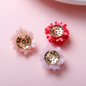 Handmade woven 3D floral earrings and DIY jewelry parts with semi-transparent petals
