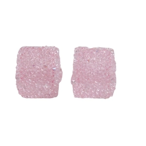 Perles carrées 16mm en résine rose avec texture sucrée et paillettes pour bijoux DIY