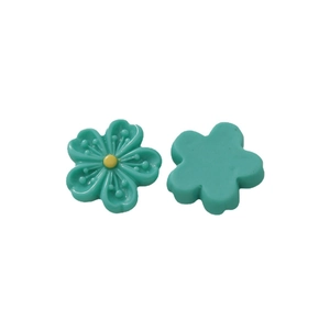Glossy light green resin five-petal flower DIY charms with yellow pistils for crafts