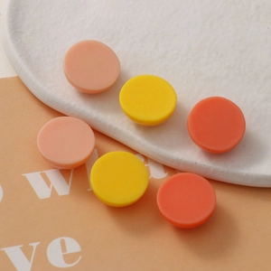 Set of 18mm round candy-colored resin charms in pink, yellow, and orange for DIY jewelry