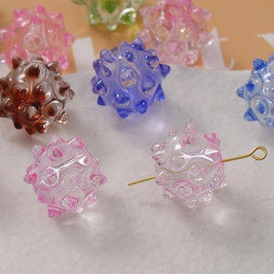 Translucent colorful spiky sea urchin beads for DIY jewelry with hole design