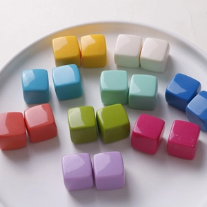 Polished 20mm macaron resin cube beads for DIY earrings and handmade jewelry making