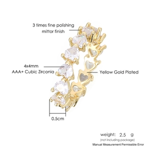 Classic gold heart eternity ring with AAA+ cubic zirconia stones in a polished setting