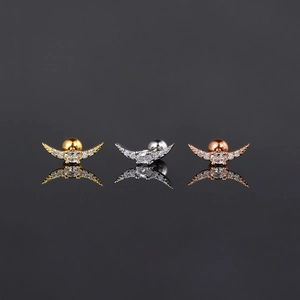 Mondsichel-Ohrstecker mit Zirkonia in Gold, Silber und Roségold mit Kugelverschluss