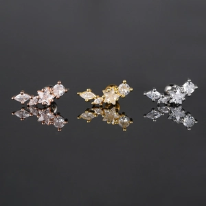 Detailansicht der Zirkonia-Ohrstecker in Roségold, Gold und Silber mit Schraubverschluss