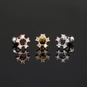 Pendientes de flores en tres colores oro rosa, oro y plata con incrustaciones de circón