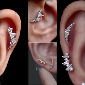 Edelstahl Zirkonia Mikro-Pave Helix Knorpel Piercing Stecker Ohrringe Gold Silber Kupfer Körperschmuck Schraubkugel Ohrringe