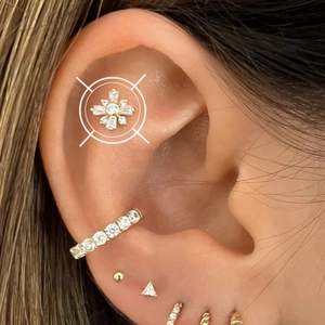 Flower Zirconia Cartilage Stud Earrings Copper 14K Gold Plated Screw Back Piercing Jewelry For Women Small Tiny Studs