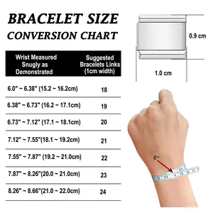 Italian charm bracelet size conversion chart for 9mm stainless steel modular links