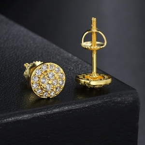 Pendientes de racimo redondos chapados en oro con diseño seguro de cierre de rosca