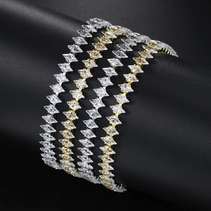 Bracciale Tennis Minimalista con Zirconia Cubica a Rombo per Donna in Rame Placcato Oro 14k Argento Gioielli Regalo Regolabile
