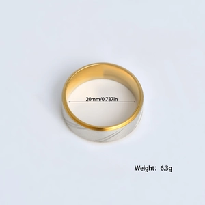 Bague bicolore en acier inoxydable brossé argent et or, style minimaliste de 20 mm