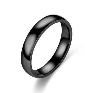 Bague polie en acier inoxydable noir pour hommes et femmes au design minimaliste