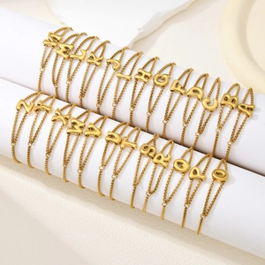 Roestvrij Stalen 26 Engelse Letters Hanger Armband Voor Dames Heren Dubbellaagse Box Ketting Gepolijst Mode Sieraden Cadeau