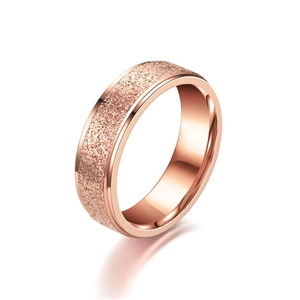 Sleek rose gold ring with brushed matte finish and polished edges in stainless steel
