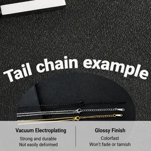 Detailed close-up of titanium steel extension chains in gold, rose gold, silver, and black