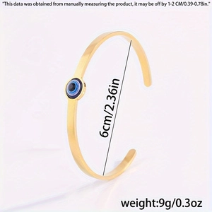 Verstellbares goldenes Edelstahl-Cuff-Armband mit einem klassischen türkischen Evil Eye