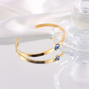Edelstahl Böser Blick Verstellbarer Armreif Minimalistischer Gold Silber Überzogener Türkisches Auge Bangle Damen Schmuck