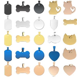 Personalized Stainless Steel Pet ID Tag Bone Heart Cat Shape Mirror Polished Blank Dog Tag For Engraving Accessories