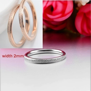 Minimalist 18K gold frosted ring 2mm width in rose gold and silver finishes