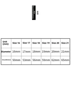 Guía de tallas para anillos de acero inoxidable con diámetros y circunferencias