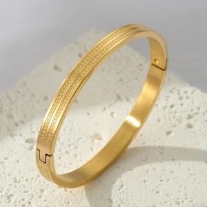 Stainless Steel Greek Key Meander Pattern Bangle Bracelet Vintage Etched Geometric Jewelry For Men Women Unisex Gold Silver