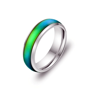 Bague d'humeur minimaliste argentée avec anneau changeant de couleur de profil
