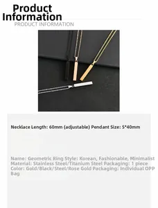 Detaillierte Größenangaben für rechteckigen Edelstahl-Anhänger Halskette 5x40mm